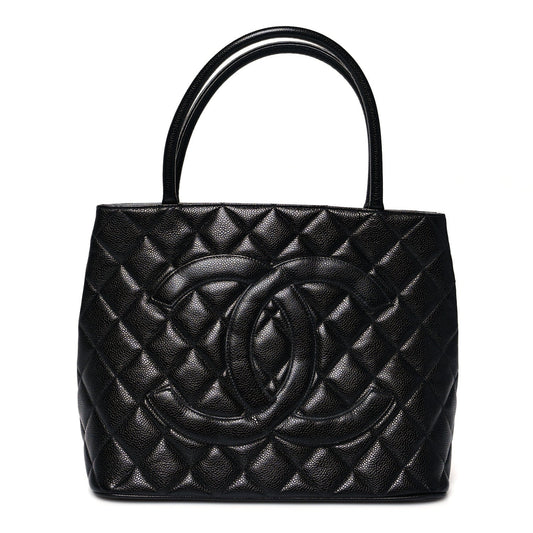 Caviar Quilted Medallion Tote Black