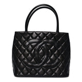 Caviar Quilted Medallion Tote Black