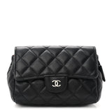 Lambskin Quilted Flap Cosmetic Case Black