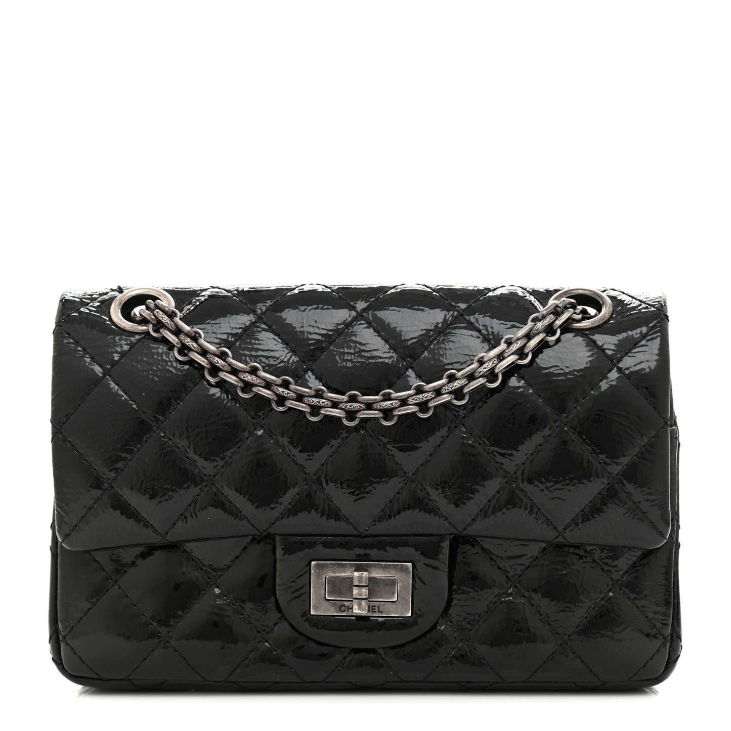 Chanel Crinkled Patent Quilted 2.55 Reissue Mini Flap Black