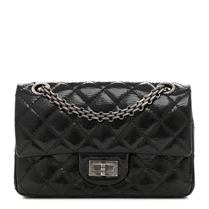 Chanel Crinkled Patent Quilted 2.55 Reissue Mini Flap Black