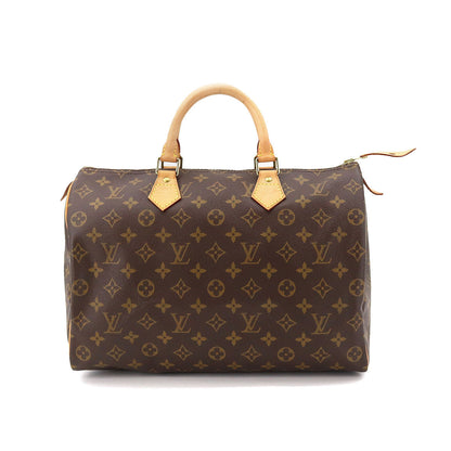 Louis Vuitton Monogram Speedy 35 Hand Bag Brown Gold Hardware