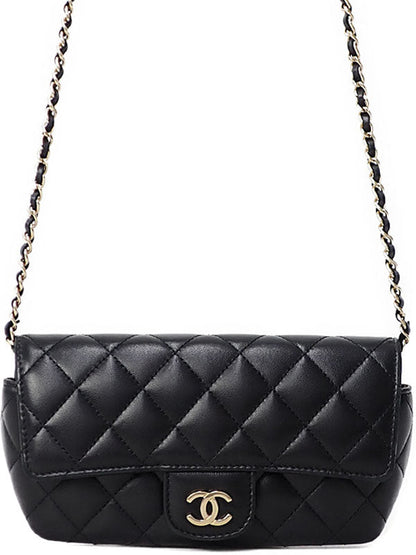 Chanel Matelasse Chain Pochette Shoulder Bag Black