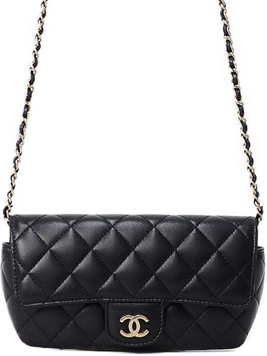 Chanel Matelasse Chain Pochette Shoulder Bag Black