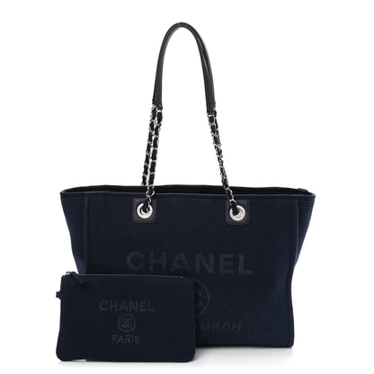 Chanel Mixed Fibers Small Deauville Tote Navy