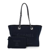 Chanel Mixed Fibers Small Deauville Tote Navy