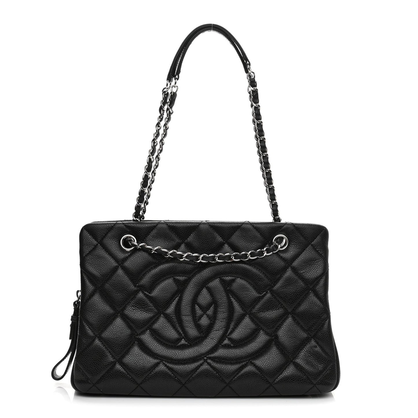 Caviar Quilted Timeless CC Shopping Tote Black