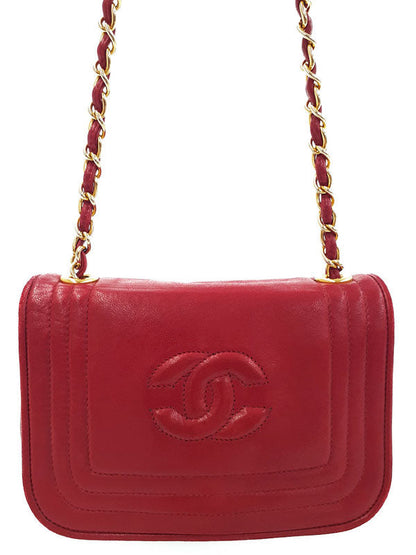 Chanel Coco Mark Chain Shoulder Bag Red
