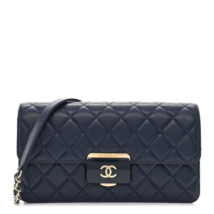 Chanel Sheepskin Quilted Small Beauty Lock Flap Navy