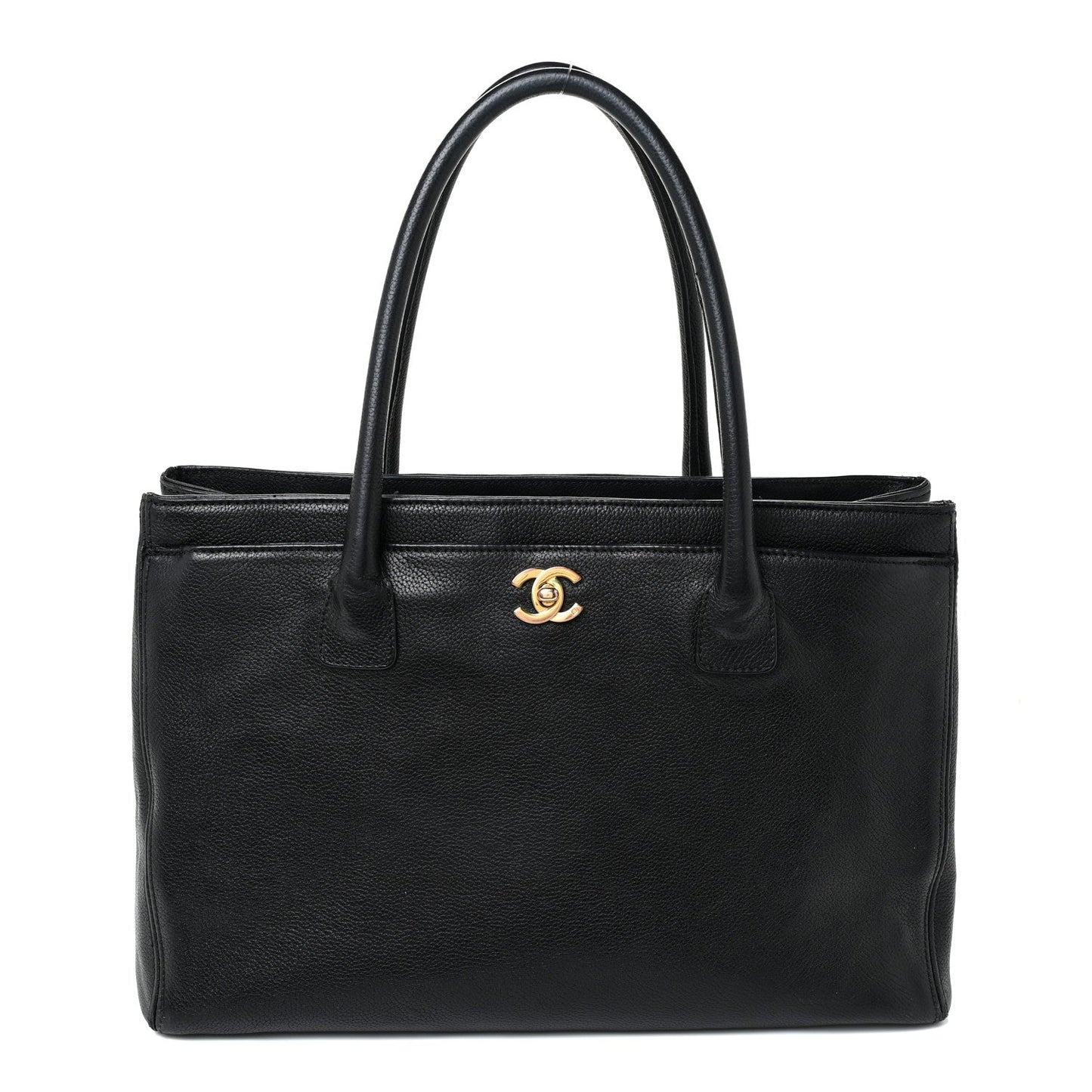 Calfskin Cerf Executive Shopper Tote Black