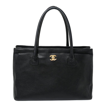 Calfskin Cerf Executive Shopper Tote Black