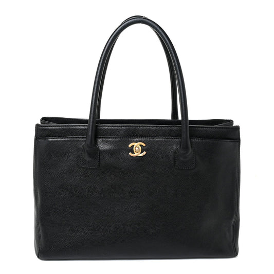 Calfskin Cerf Executive Shopper Tote Black