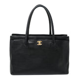 Calfskin Cerf Executive Shopper Tote Black