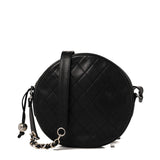 Caviar Quilted Round Shoulder Bag Black