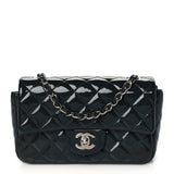 Chanel Patent Calfskin Quilted Mini Rectangular Flap Navy Blue
