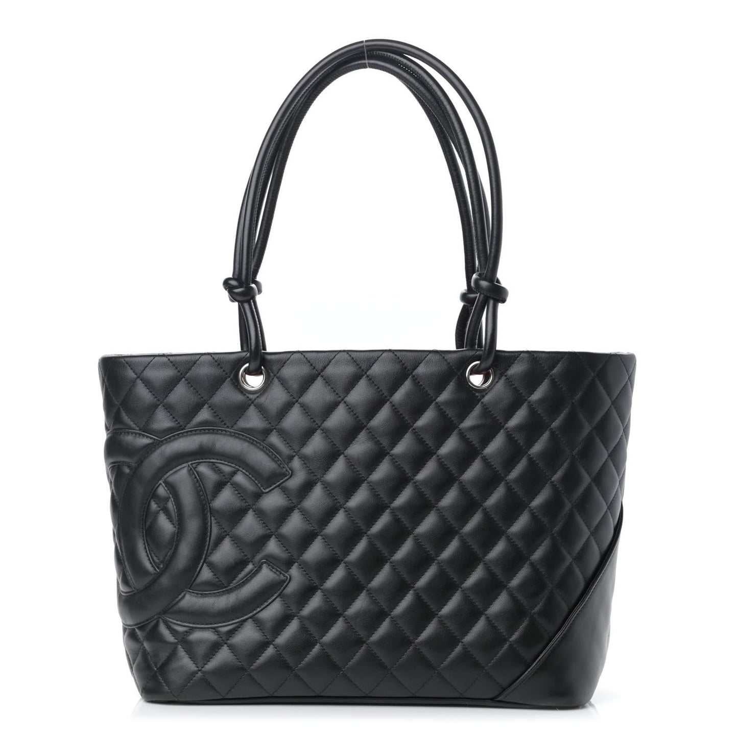 Calfskin Quilted Large Cambon Tote Black