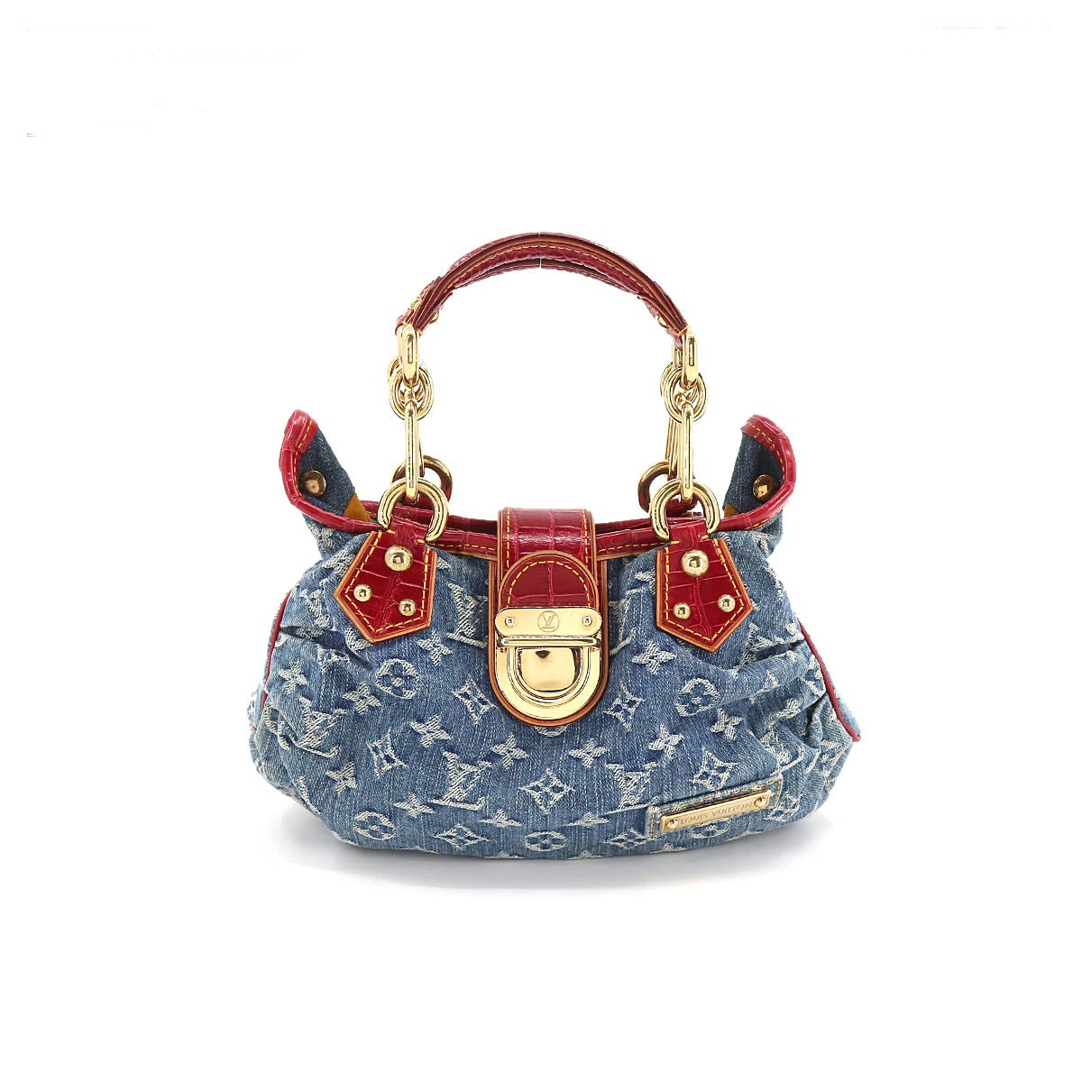 Louis Vuitton Monogram Denim Pleaty Aligator Shoulder Bag