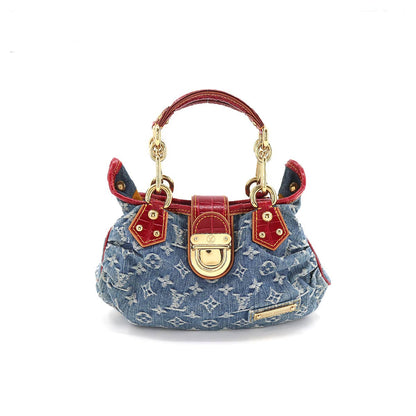 Louis Vuitton Monogram Denim Pleaty Aligator Shoulder Bag