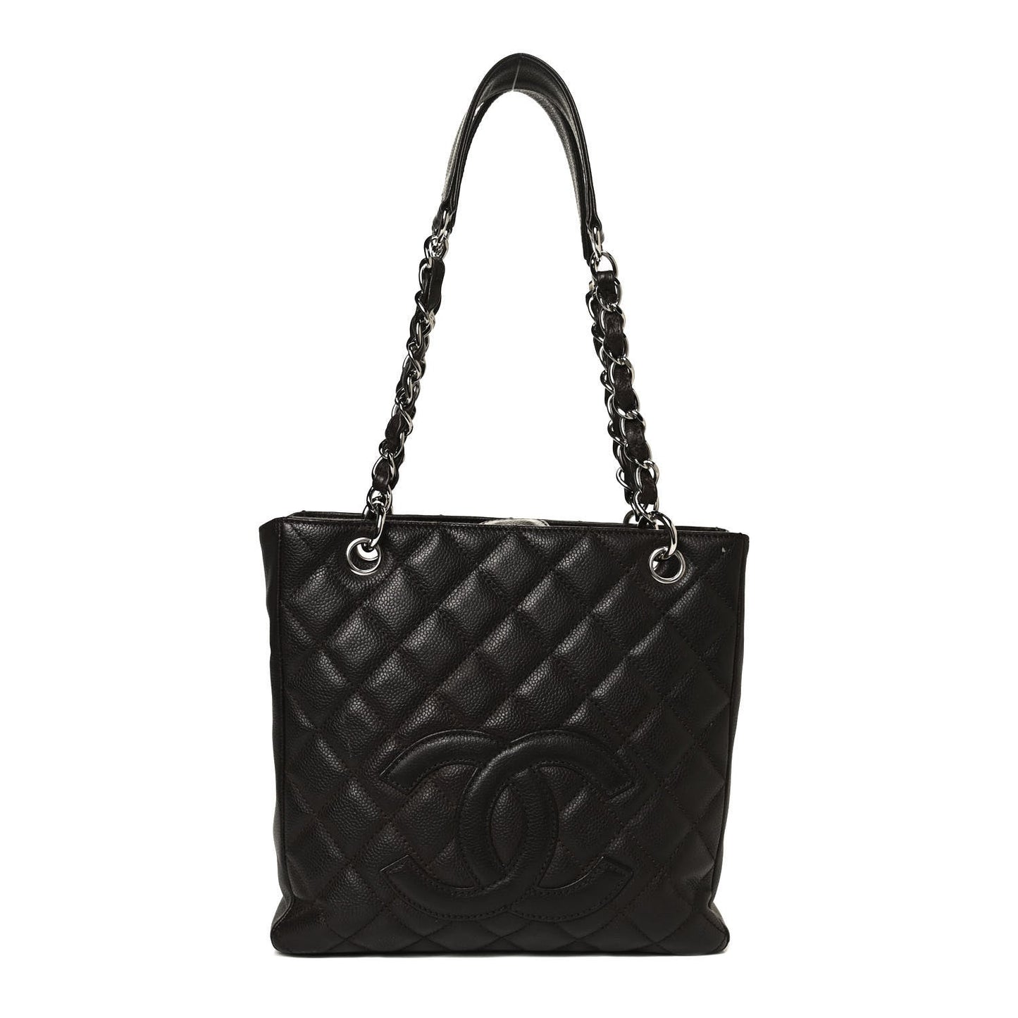 Caviar Quilted Petit Shopping Tote PST Dark Brown
