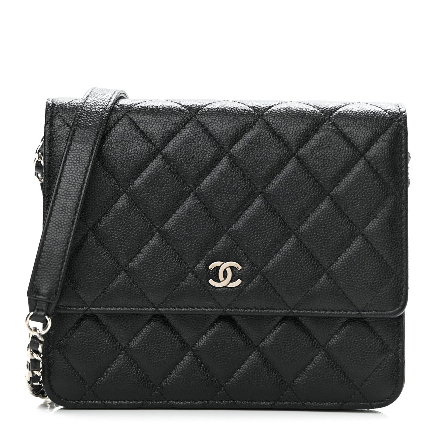 Chanel Caviar Quilted Square Wallet On Chain WOC Black