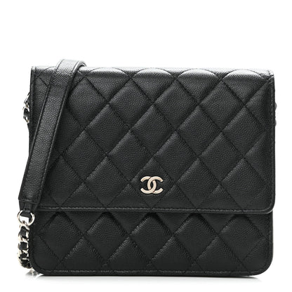 Chanel Caviar Quilted Square Wallet On Chain WOC Black