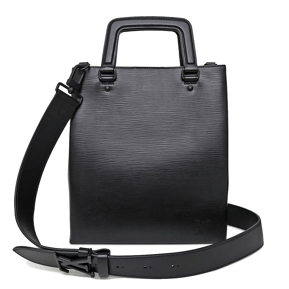 Louis Vuitton Epi Leather Sac Plat Fold Shoulder Bag Black