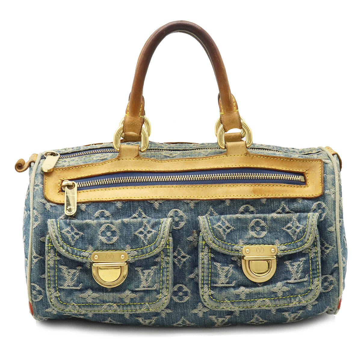 Louis Vuitton Monogram Denim Neo Speedy Handbag Mini Boston Bag