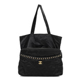Nylon Grosgrain Large Lifestyle Pouch With Foldable Tote Black