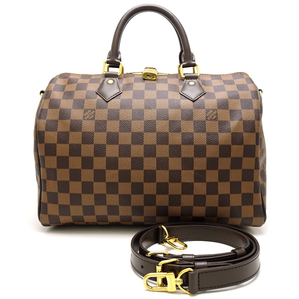 Louis Vuitton Damier Speedy Bandouliere 30 Ebene Boston Bag Brown