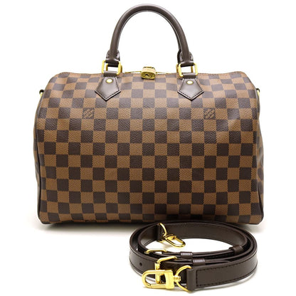 Louis Vuitton Damier Speedy Bandouliere 30 Ebene Boston Bag Brown