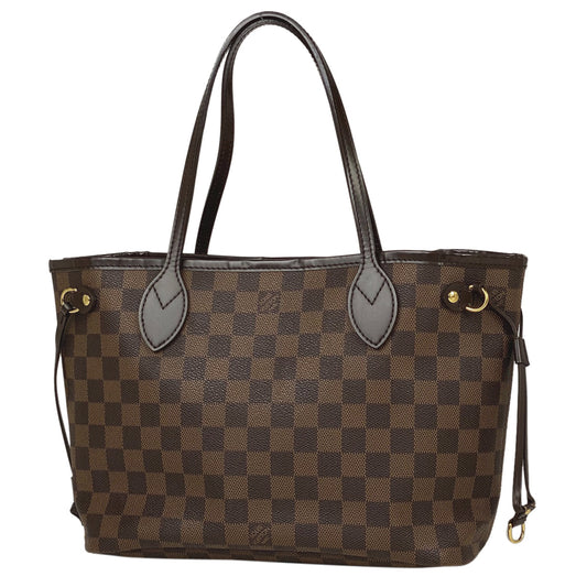 Louis Vuitton Neverfull PM Handbag Shopping Tote Bag Damier Brown