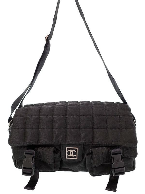 Chanel Sportsline Chocolate Bar Shoulder Bag Black