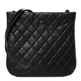 Aged Calfskin Quilted Crossbody Bag Black