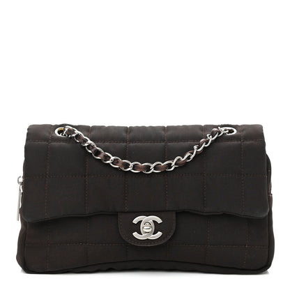 Chanel Nylon Square Quilted Flap Dark Brown