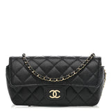 Caviar Quilted Glasses Case With Chain Black