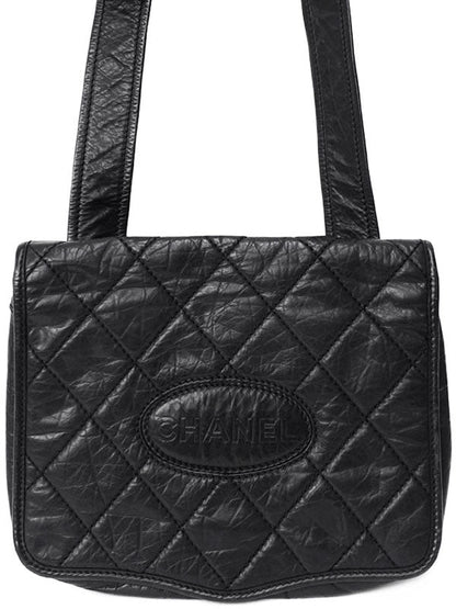 Chanel Matelasse Logo Shoulder Bag Black