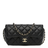 Caviar Quilted Glasses Case With Chain Black