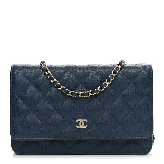 Chanel Caviar Quilted Wallet On Chain WOC Blue