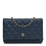 Chanel Caviar Quilted Wallet On Chain WOC Blue