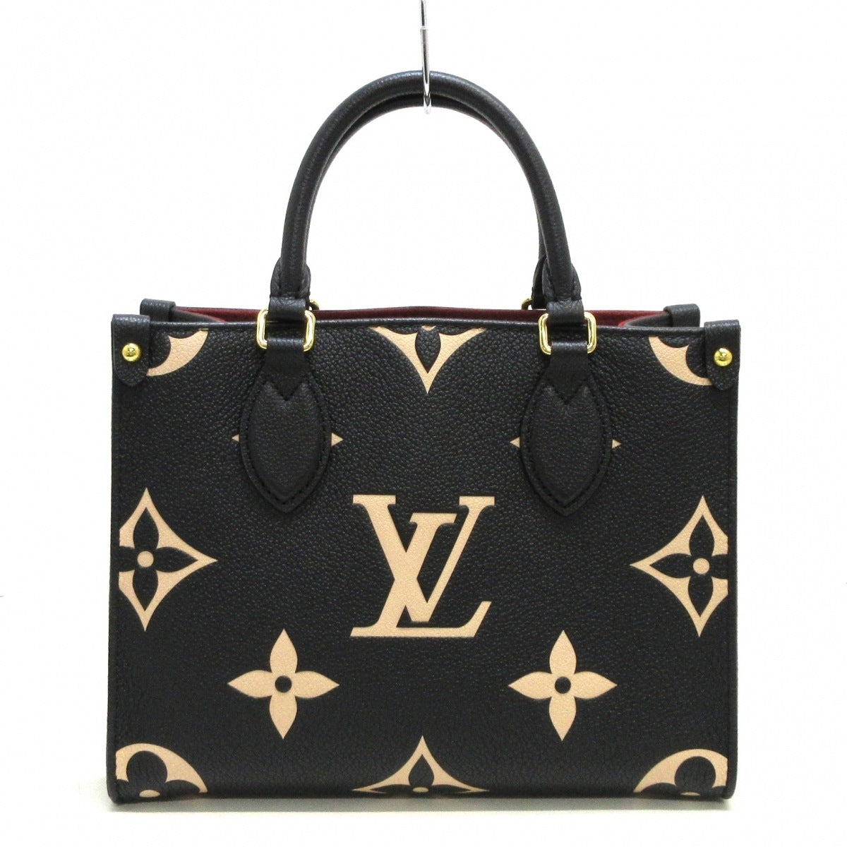 Louis Vuitton On The Go PM Tote Bag Black Beige Embossed Noir