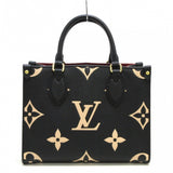Louis Vuitton On The Go PM Tote Bag Black Beige Embossed Noir