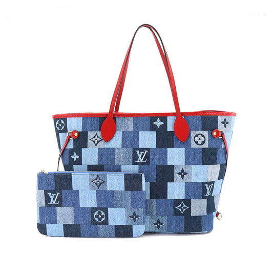 Louis Vuitton Patchwork Denim Monogram Neverfull MM Tote