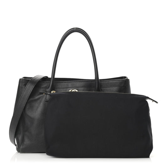 Calfskin Cerf Executive Shopper Tote Black