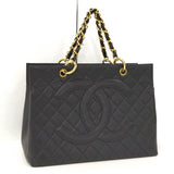 Chanel Chain Gst Tote Bag Matelasse Caviar Skin Black