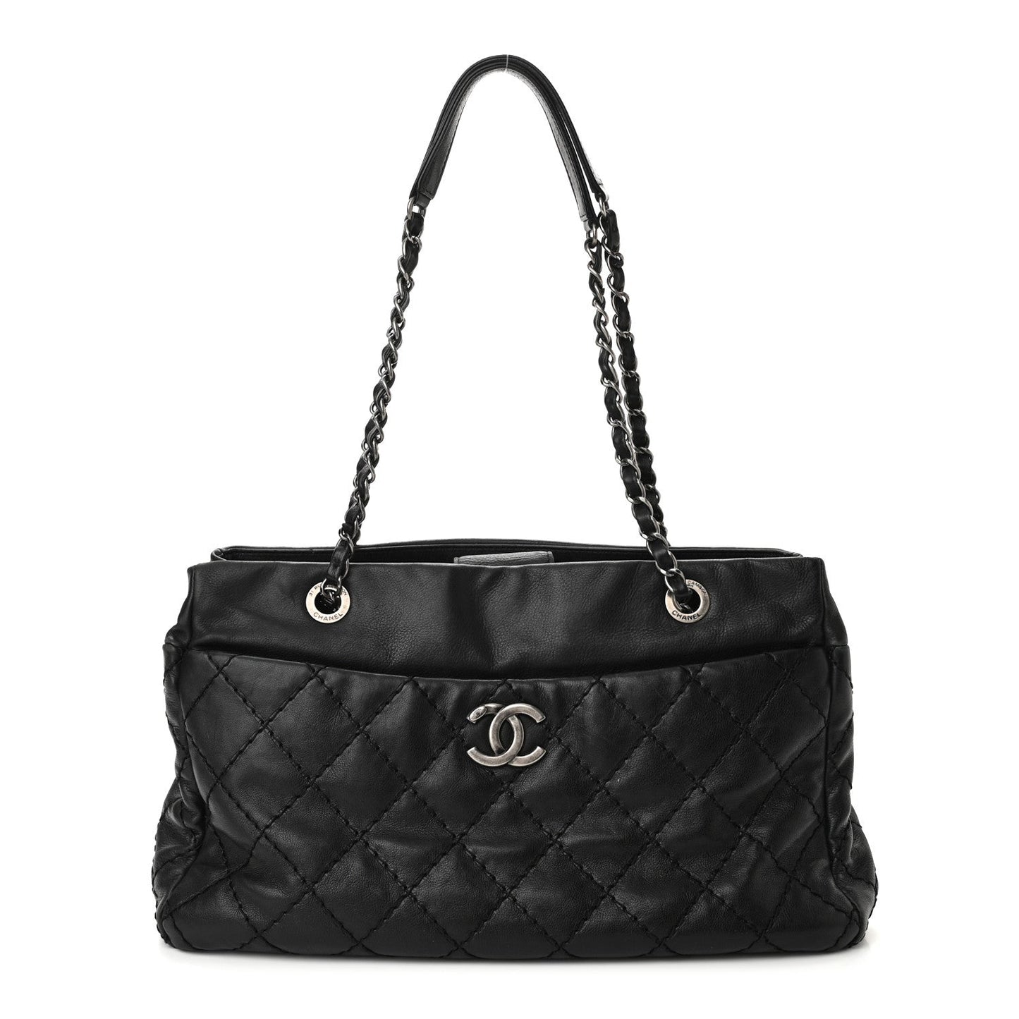 Calfskin Medium Stitch It Tote Black