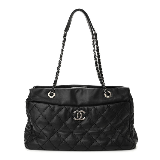 Calfskin Medium Stitch It Tote Black