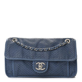 Perforated Calfskin Large Up In The Air Flap Blue