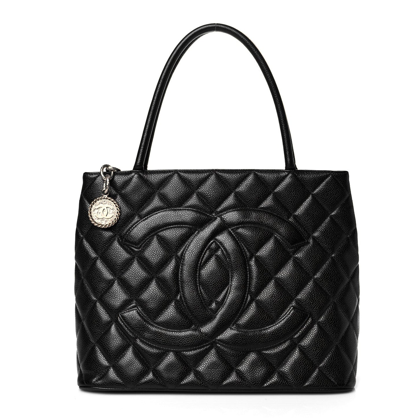 Caviar Quilted Medallion Tote Black