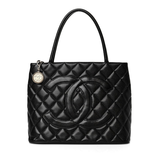 Caviar Quilted Medallion Tote Black