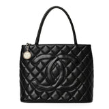 Caviar Quilted Medallion Tote Black